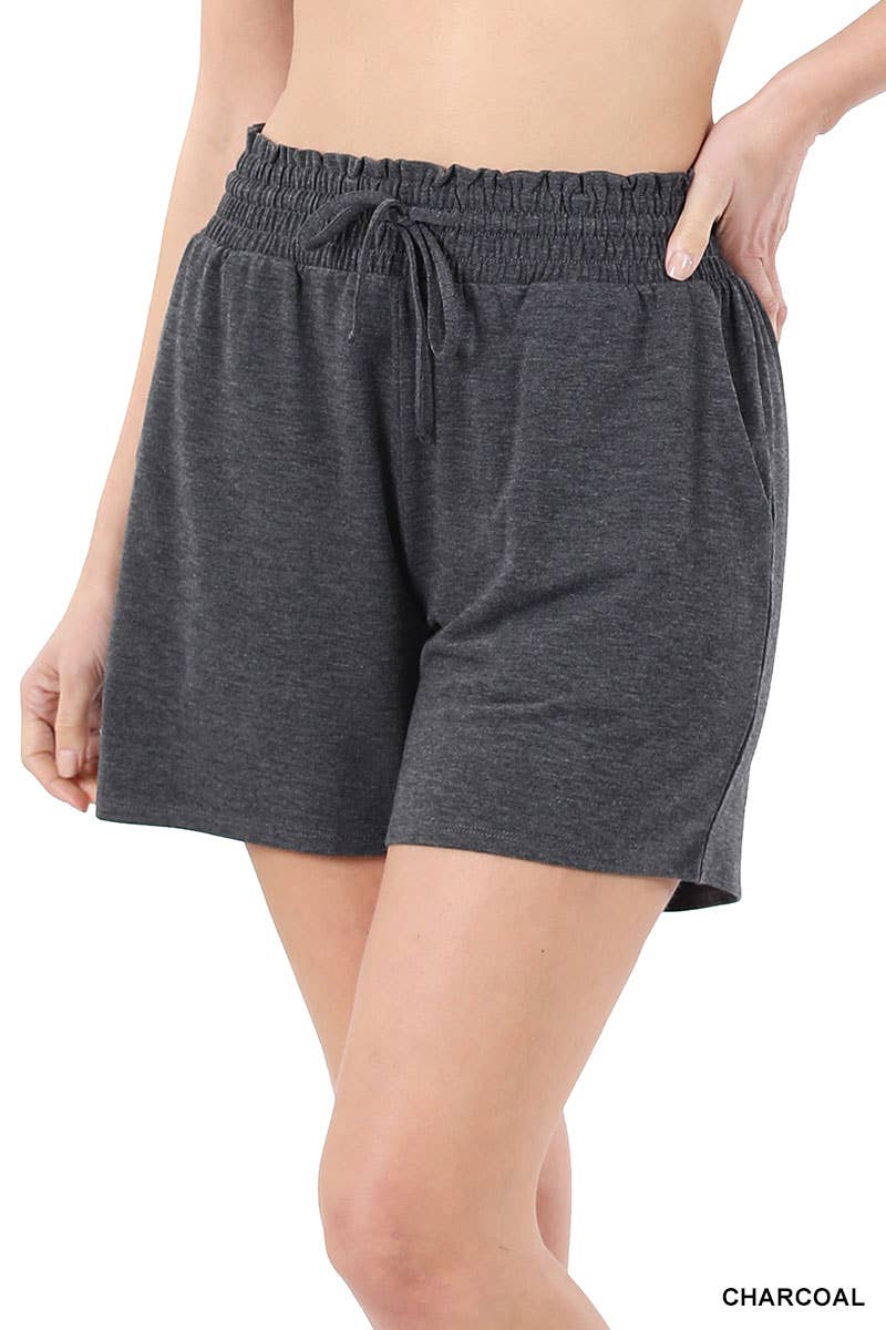 DRAWSTRING WAIST PAPERBAG SHORTS WITH POCKETS