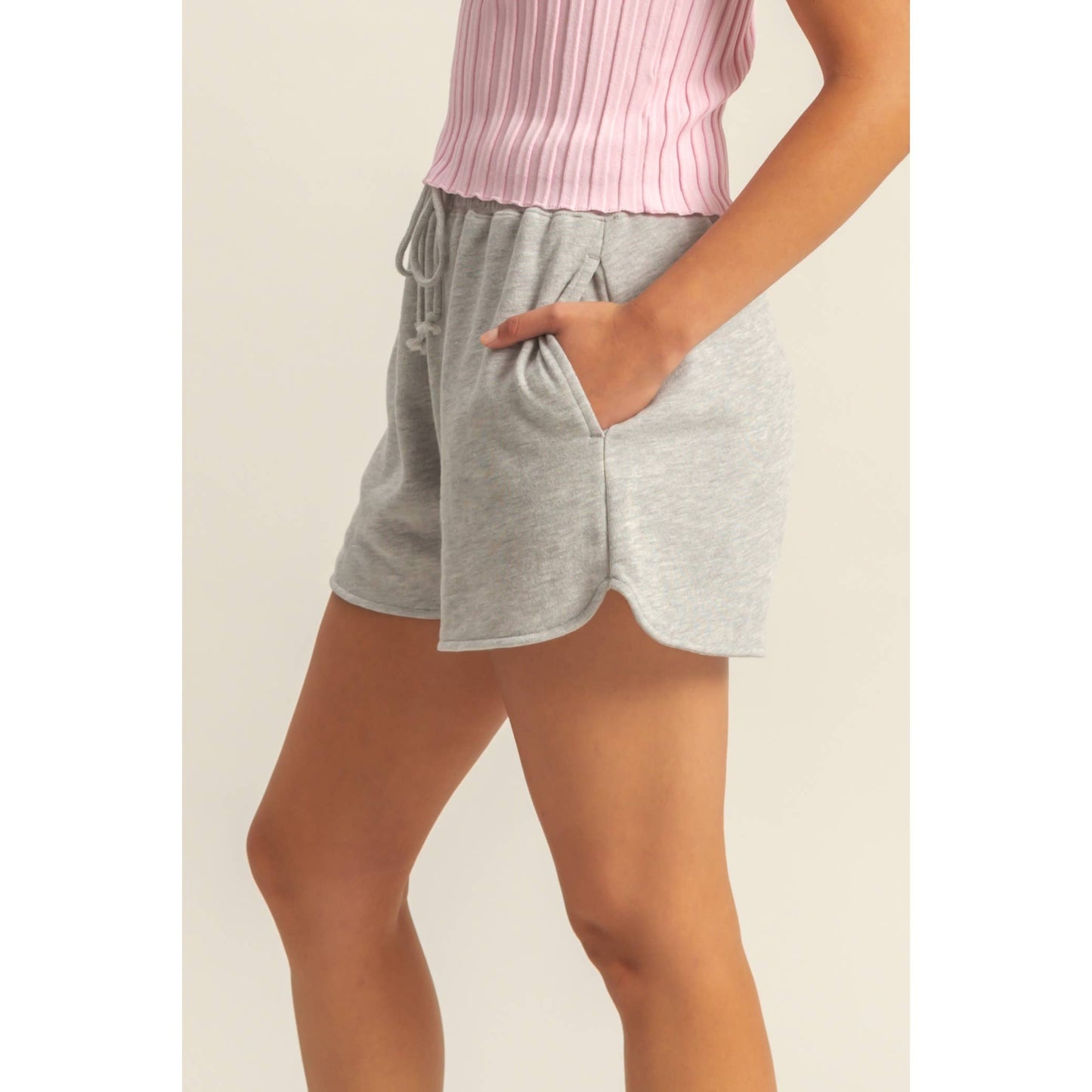 DZ25A690-Drawstring Waist Casual Dolphin Shorts