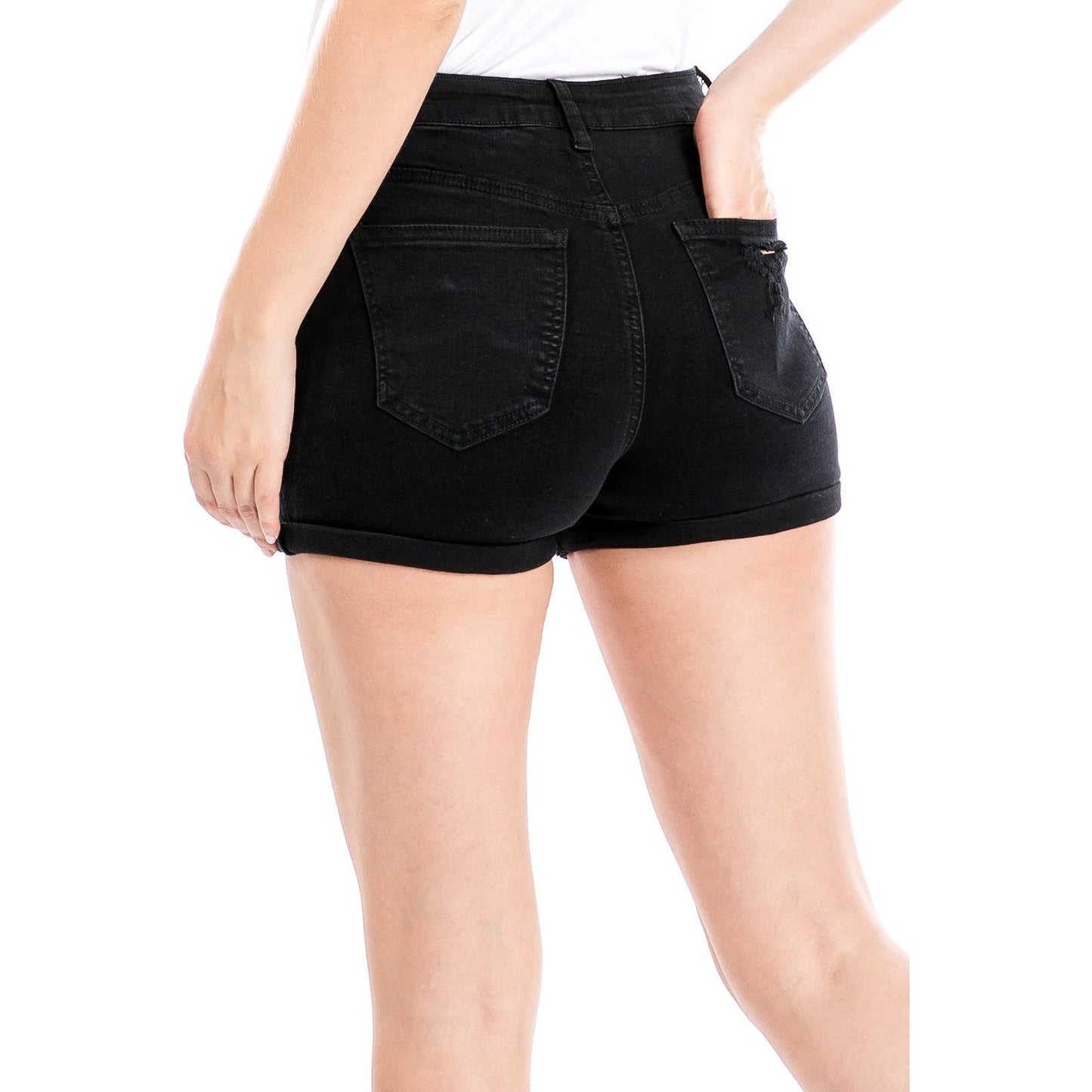 Body Enhancing Denim Shorts D White