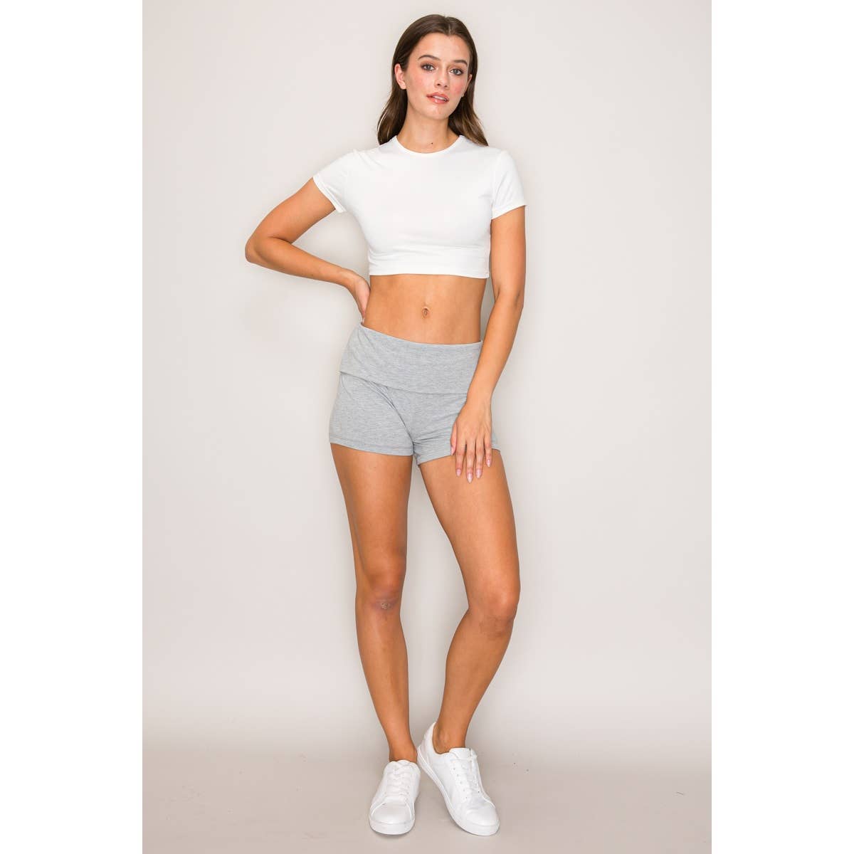 Cotton Bike Shorts with Fold over Waist Band