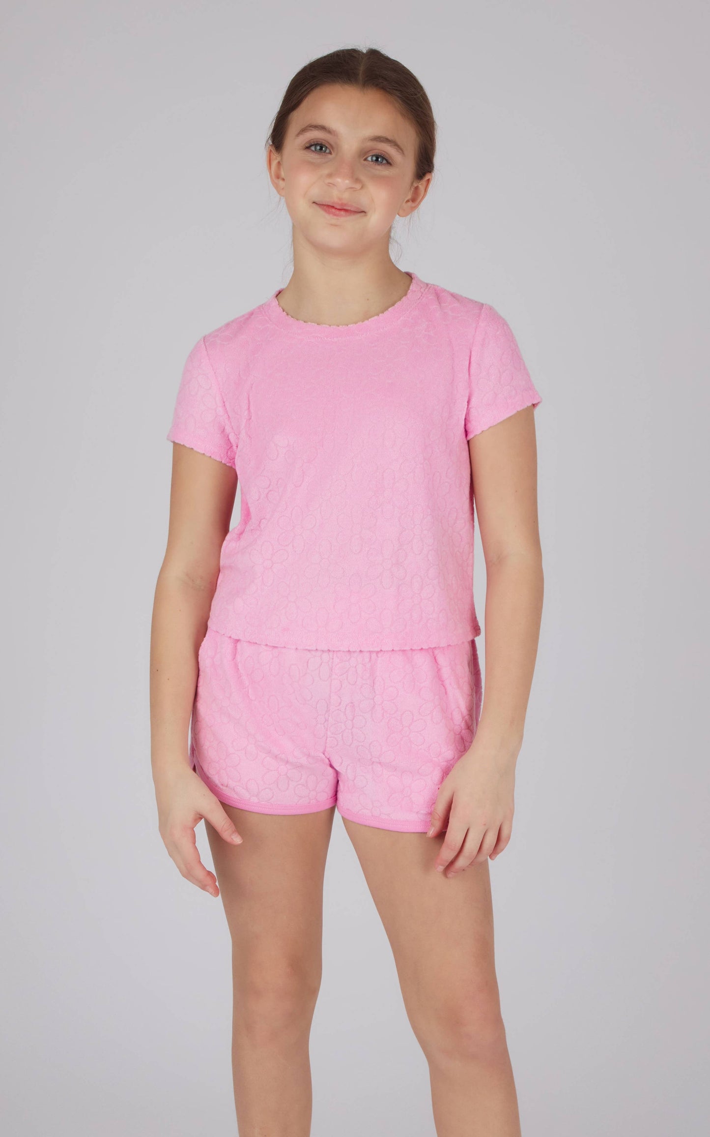 Girls Towel Terry Short Sleeve Top and Short - 2 PC Set