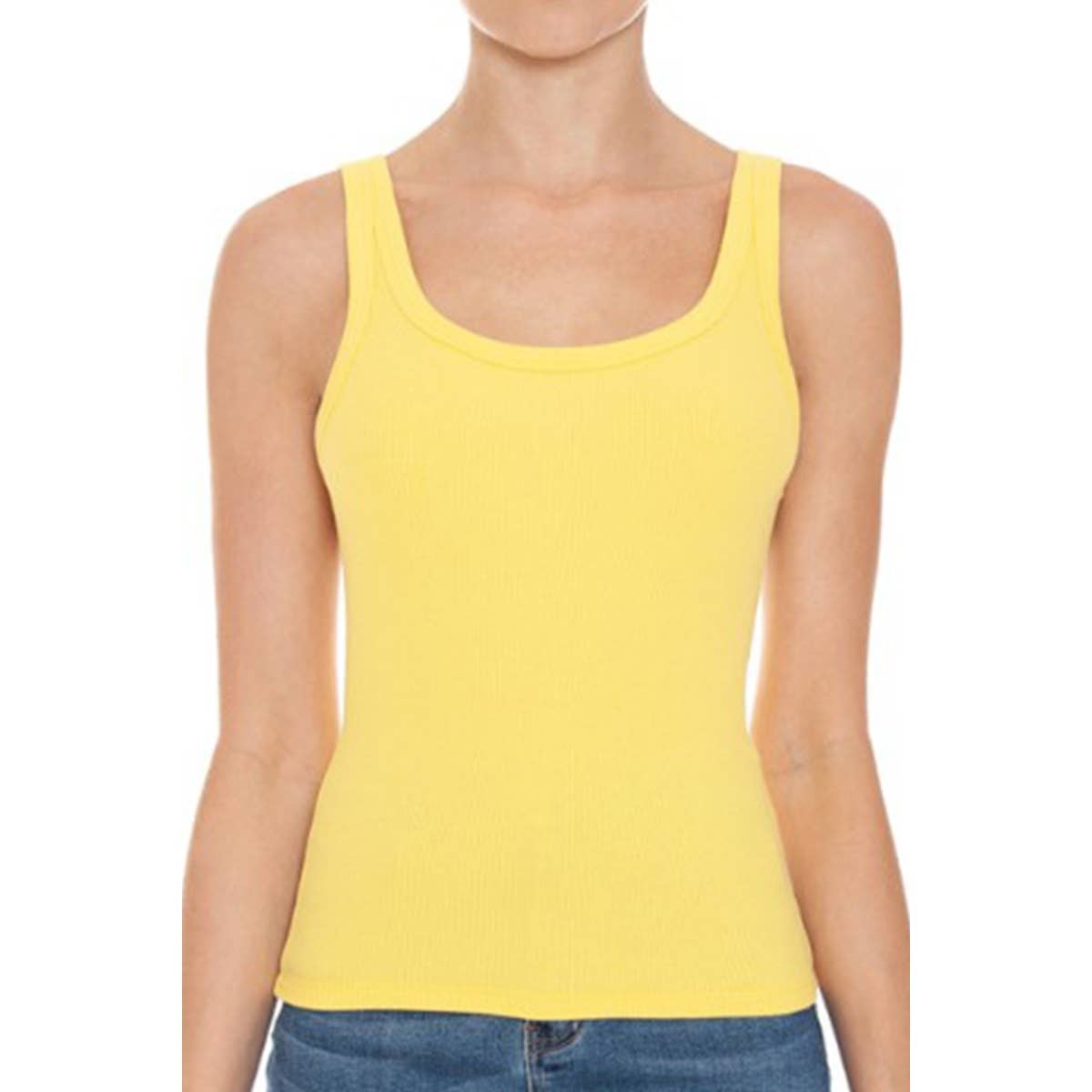 RIBBED DOUBLE SCOOP NECK TANK TOP