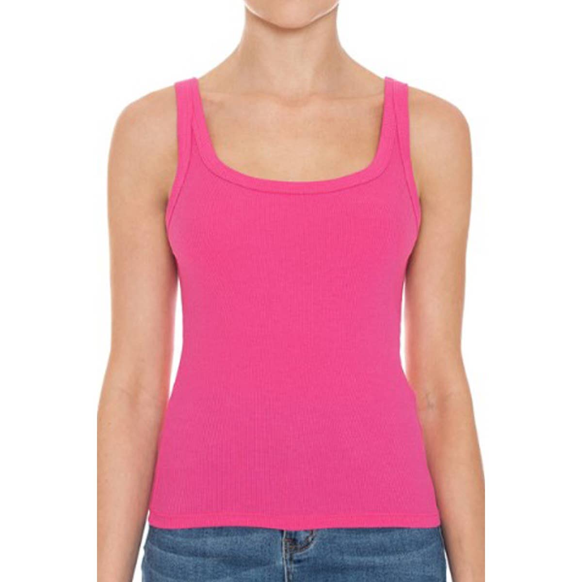 RIBBED DOUBLE SCOOP NECK TANK TOP