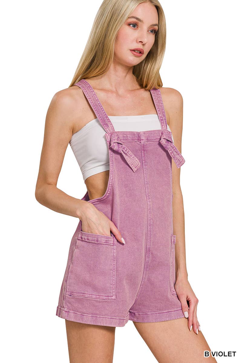 .SI-25437 Washed Knot Strap Rompers