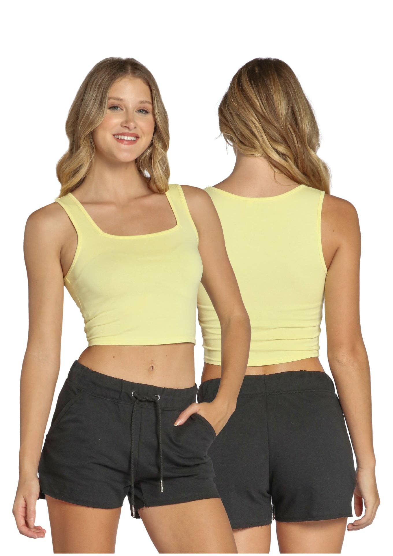 Square Neckline Fitted Crop Tank