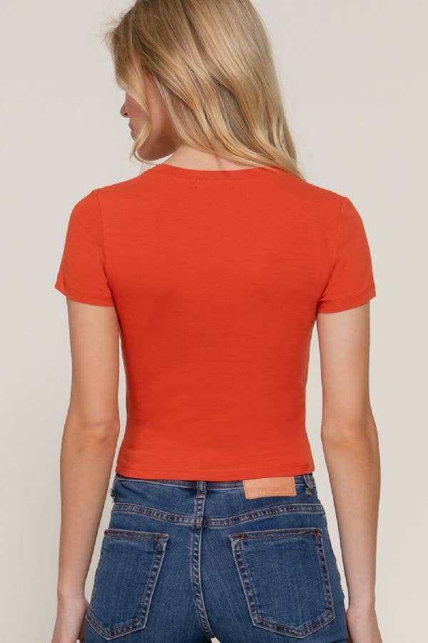 BASIC Short Sleeve Crew Neck Crop Top