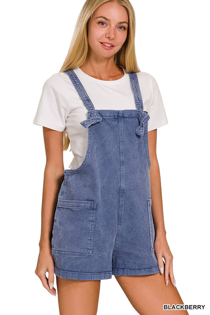 .SI-25437 Washed Knot Strap Rompers