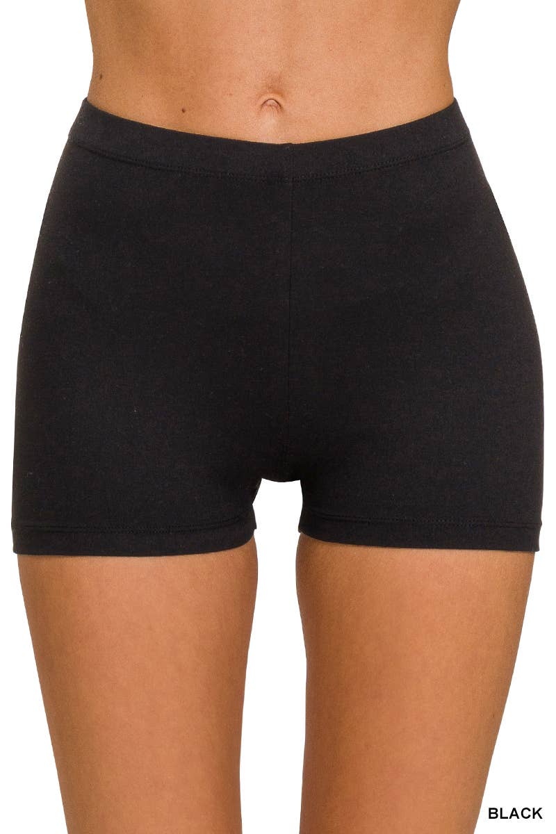 BRUSHED MICROFIBER WAISTBAND BIKER SHORTS