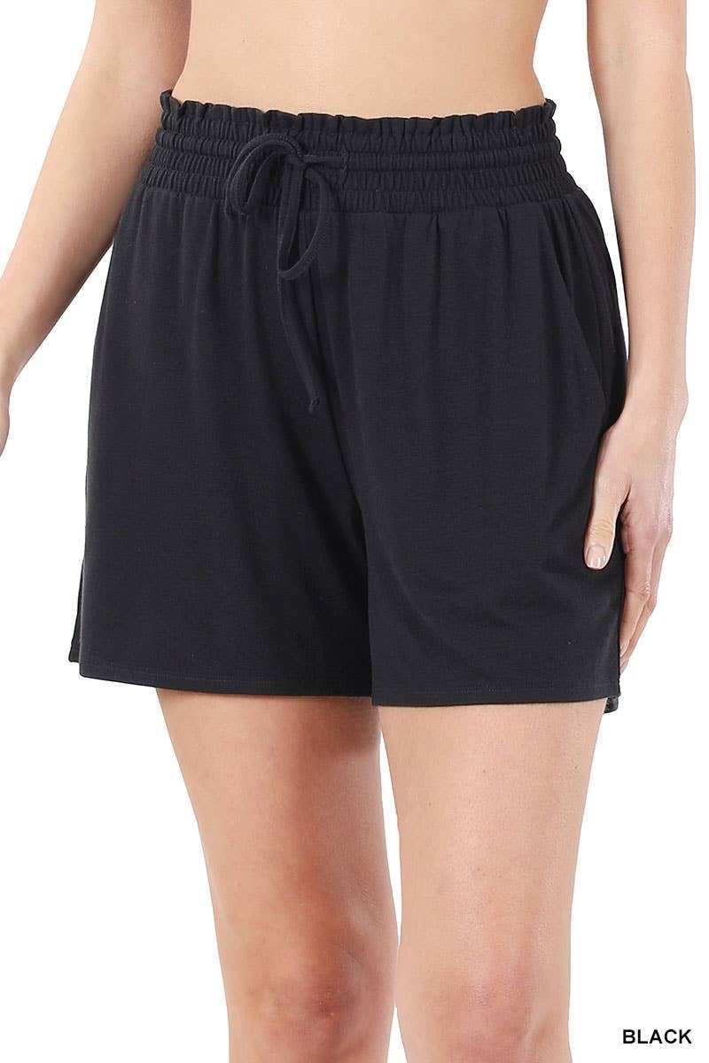 DRAWSTRING WAIST PAPERBAG SHORTS