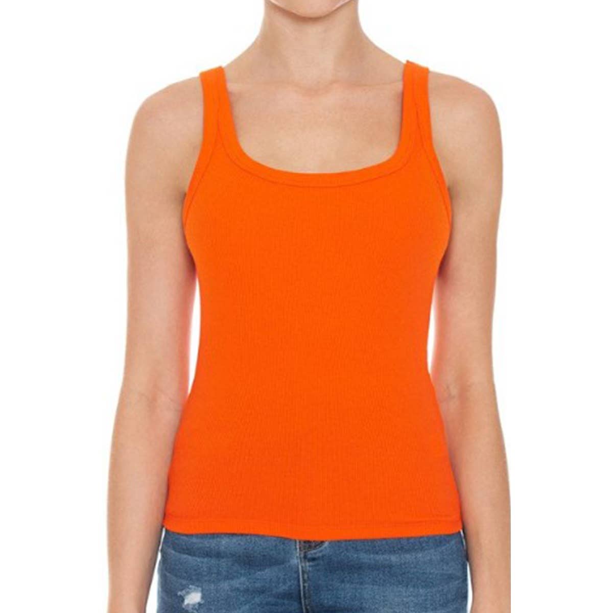 RIBBED DOUBLE SCOOP NECK TANK TOP