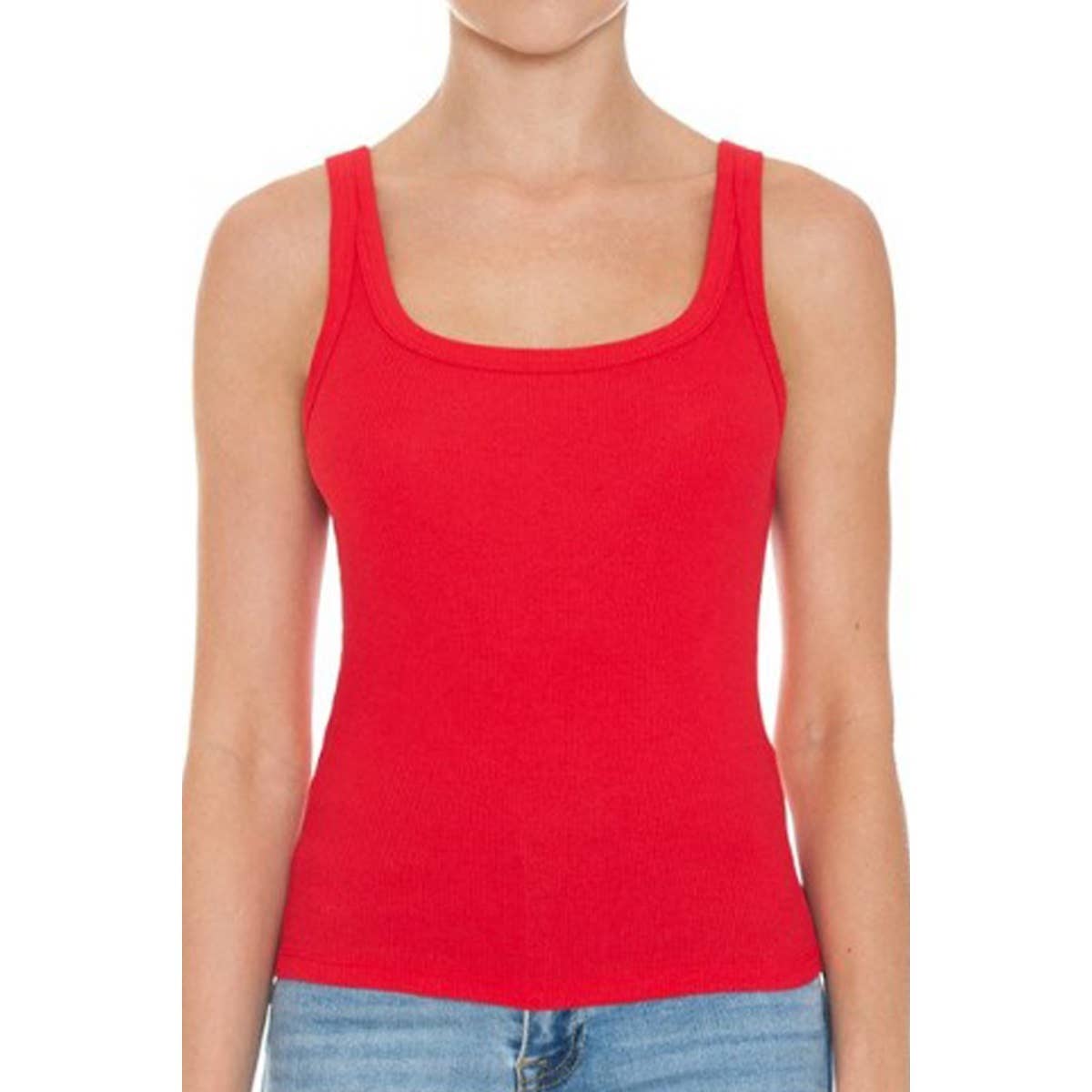 RIBBED DOUBLE SCOOP NECK TANK TOP
