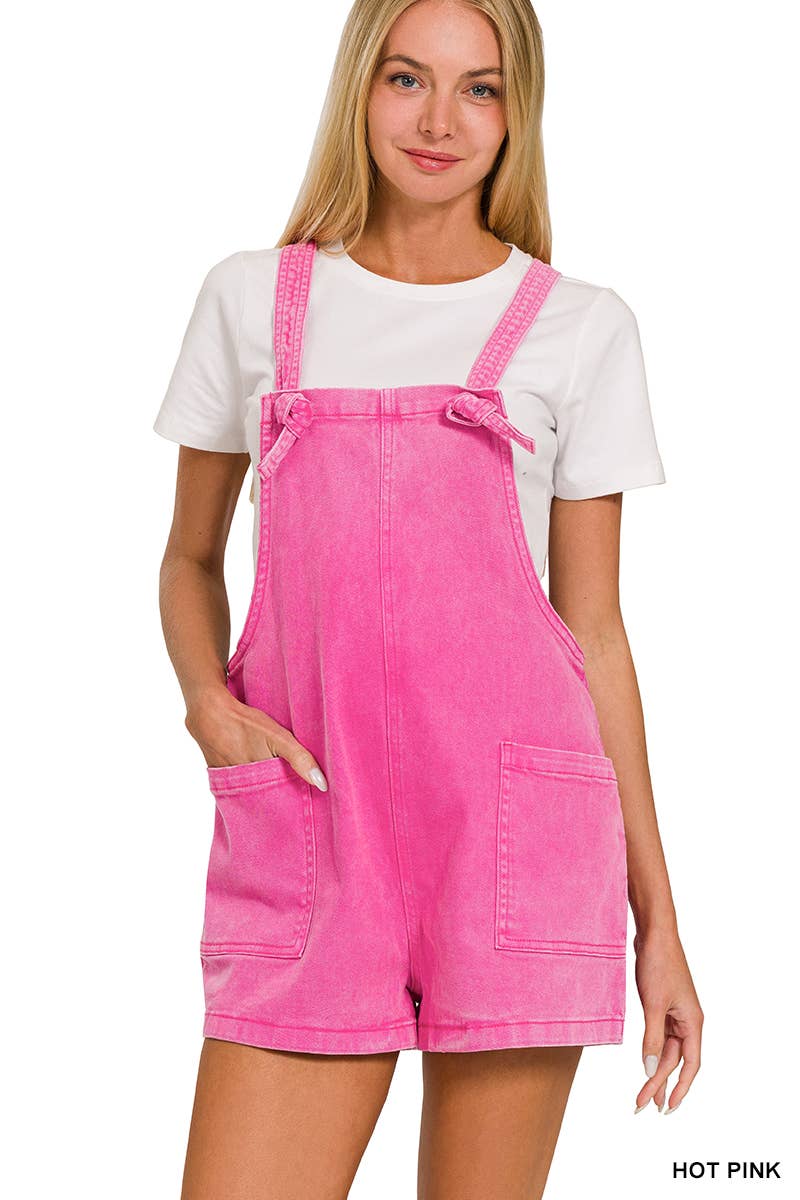 .SI-25437 Washed Knot Strap Rompers