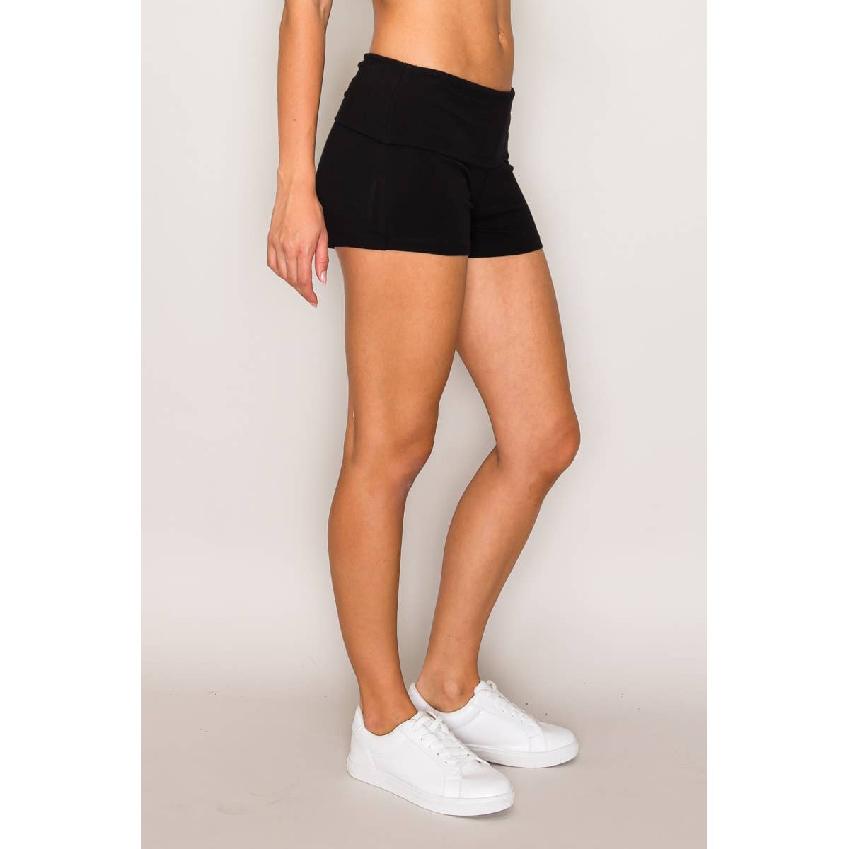 Cotton Bike Shorts with Fold over Waist Band