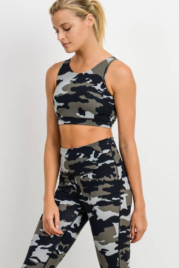 Jungle Camo Triple Strap Sports Bra