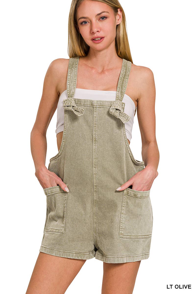 .SI-25437 Washed Knot Strap Rompers