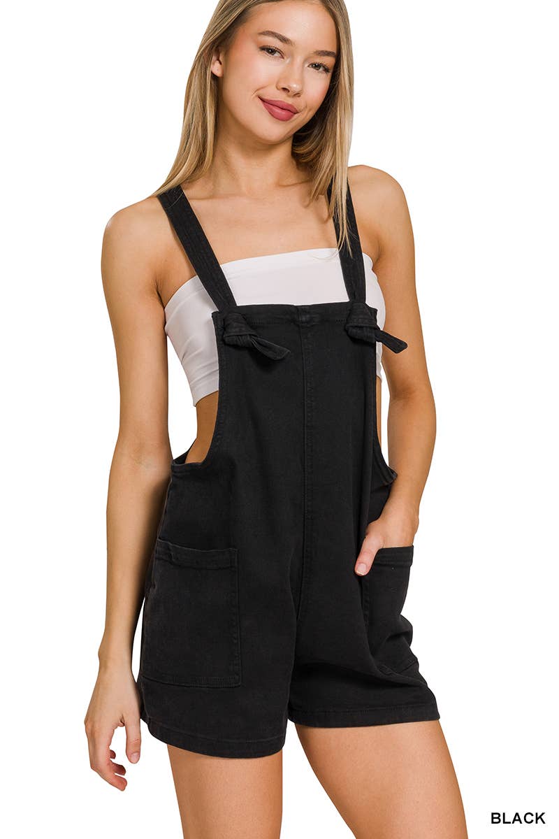 .SI-25437 Washed Knot Strap Rompers