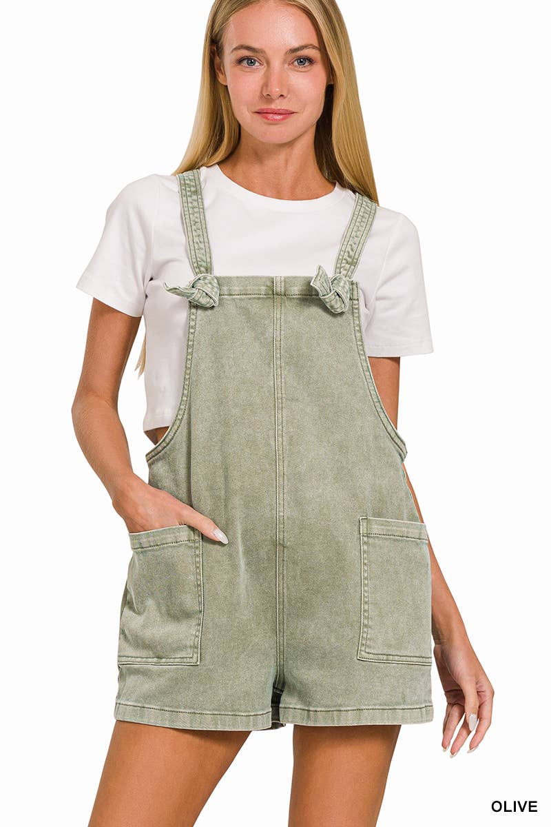 .SI-25437 Washed Knot Strap Rompers