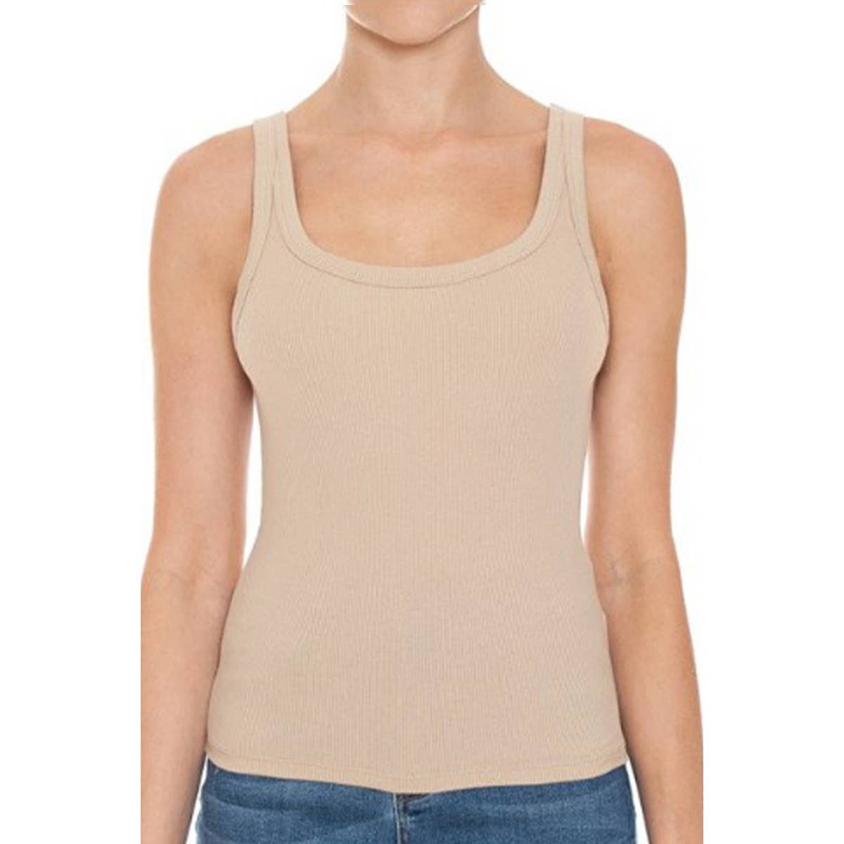 RIBBED DOUBLE SCOOP NECK TANK TOP