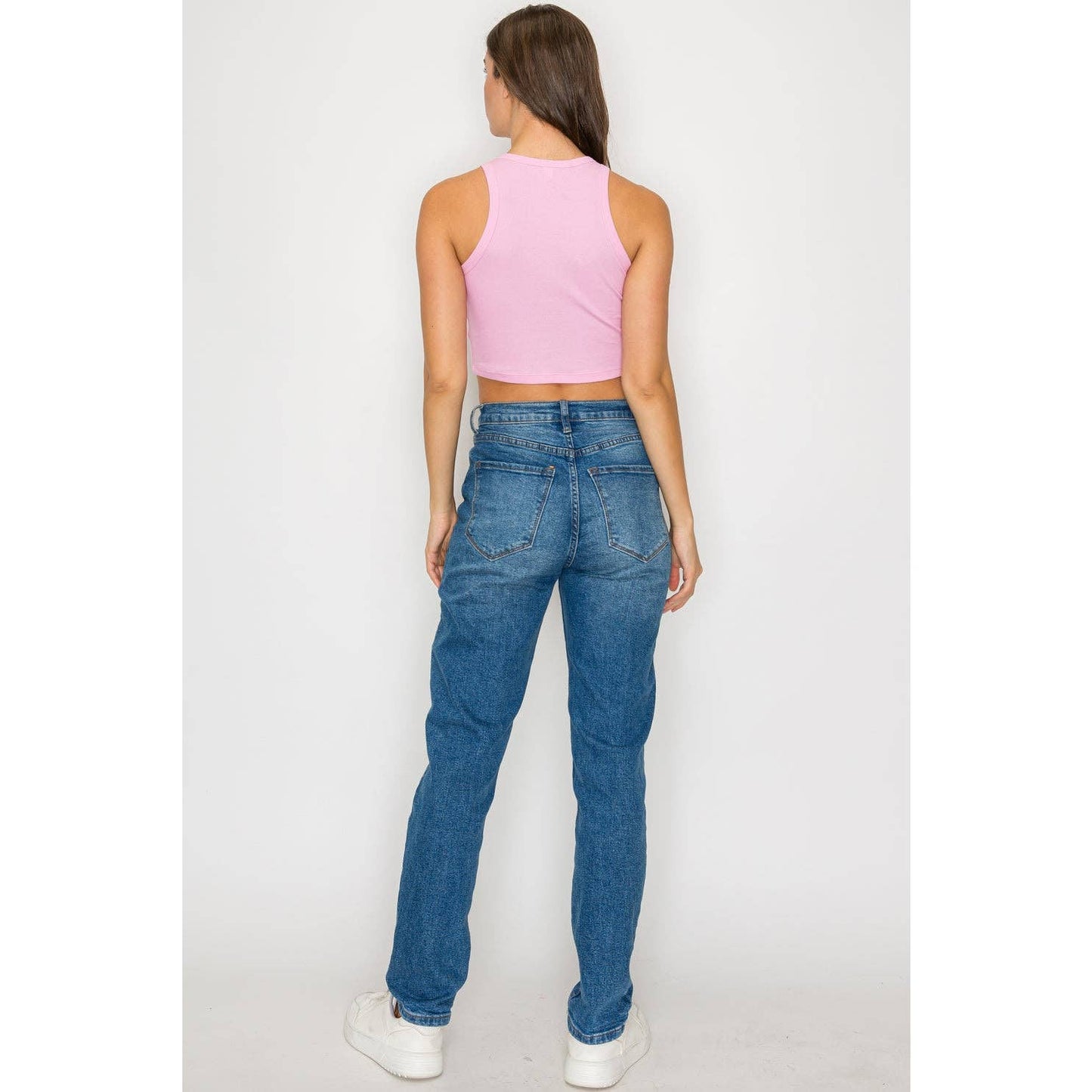 Cropped High Neck Ribbed Tank Top
