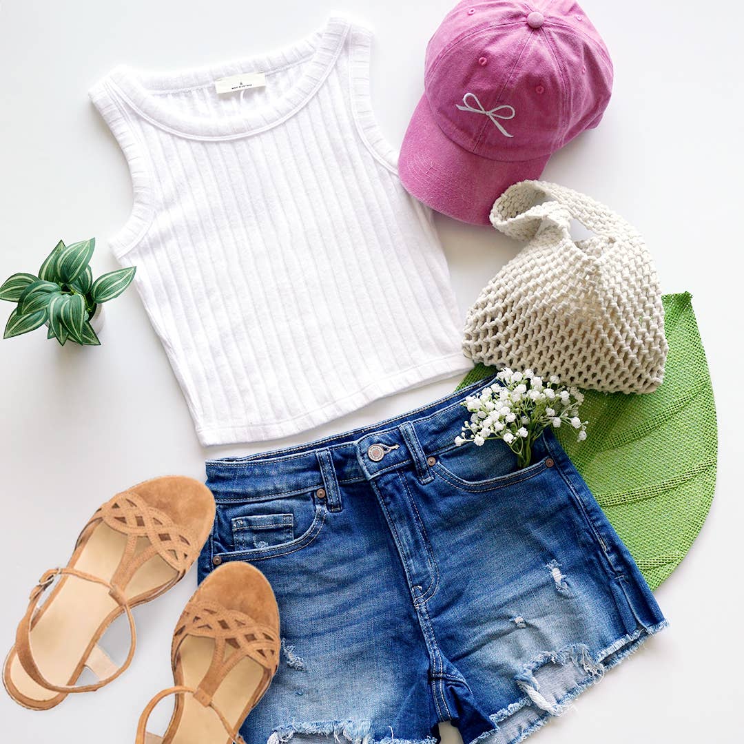 ...0623 Ribbed Sleeveless Crop Tank Top SI-25603