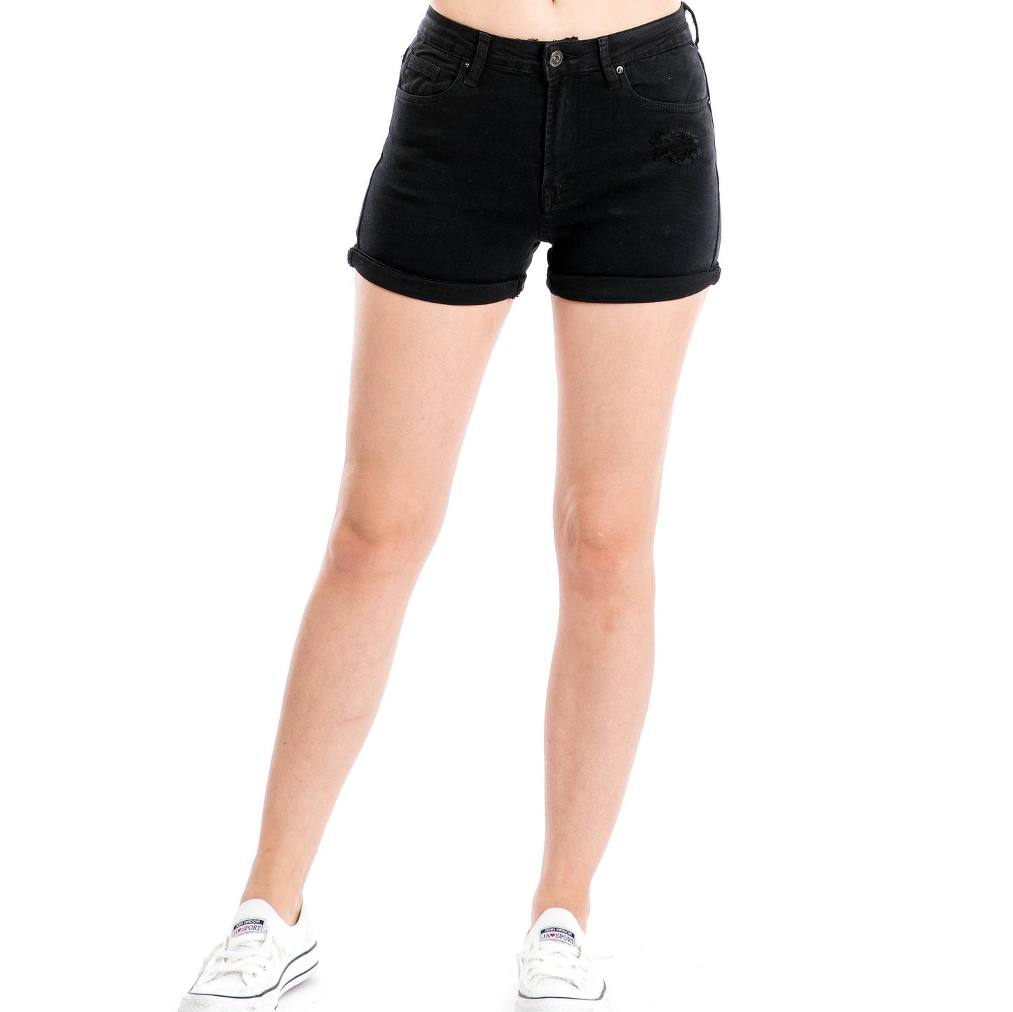 Body Enhancing Denim Shorts D Black