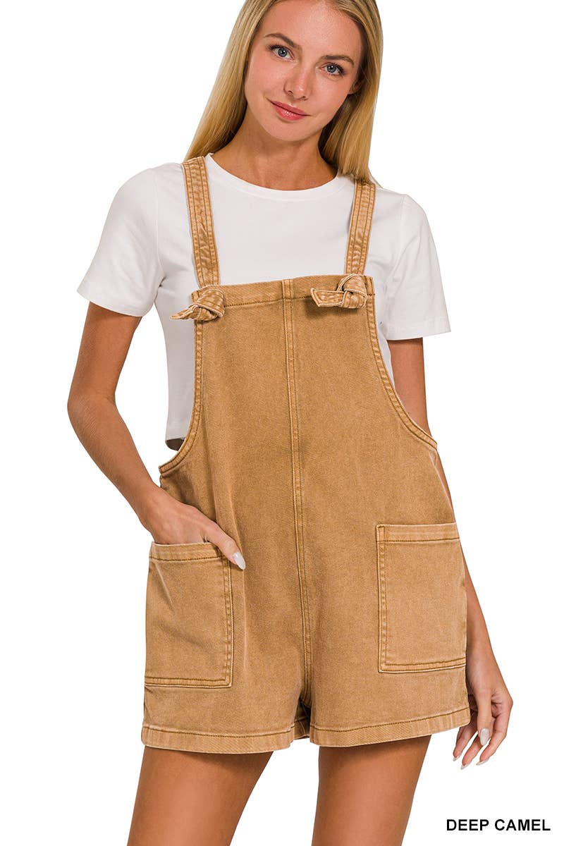 .SI-25437 Washed Knot Strap Rompers
