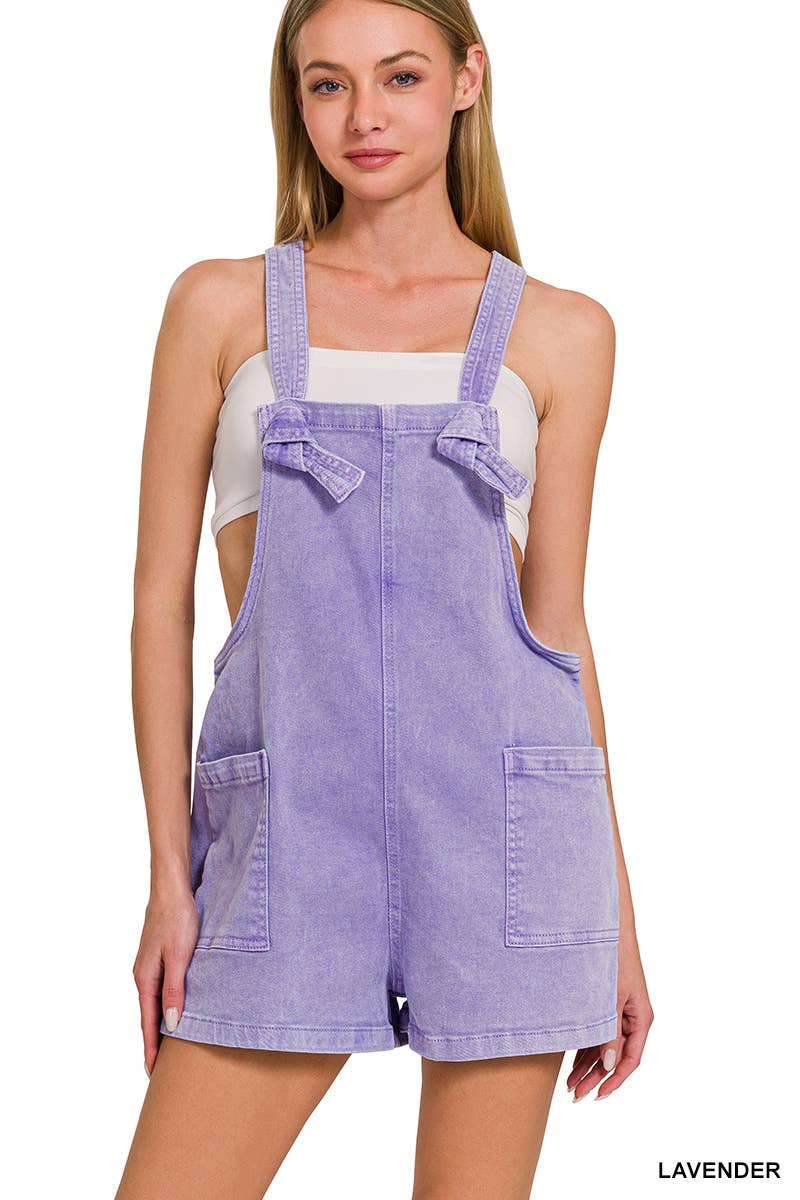 .SI-25437 Washed Knot Strap Rompers