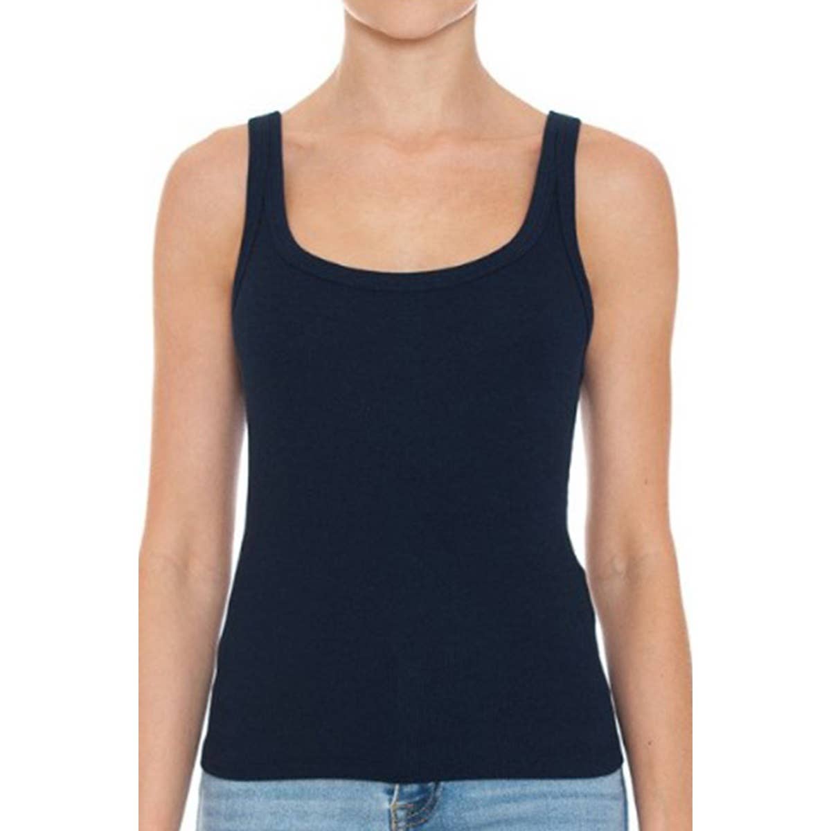 RIBBED DOUBLE SCOOP NECK TANK TOP