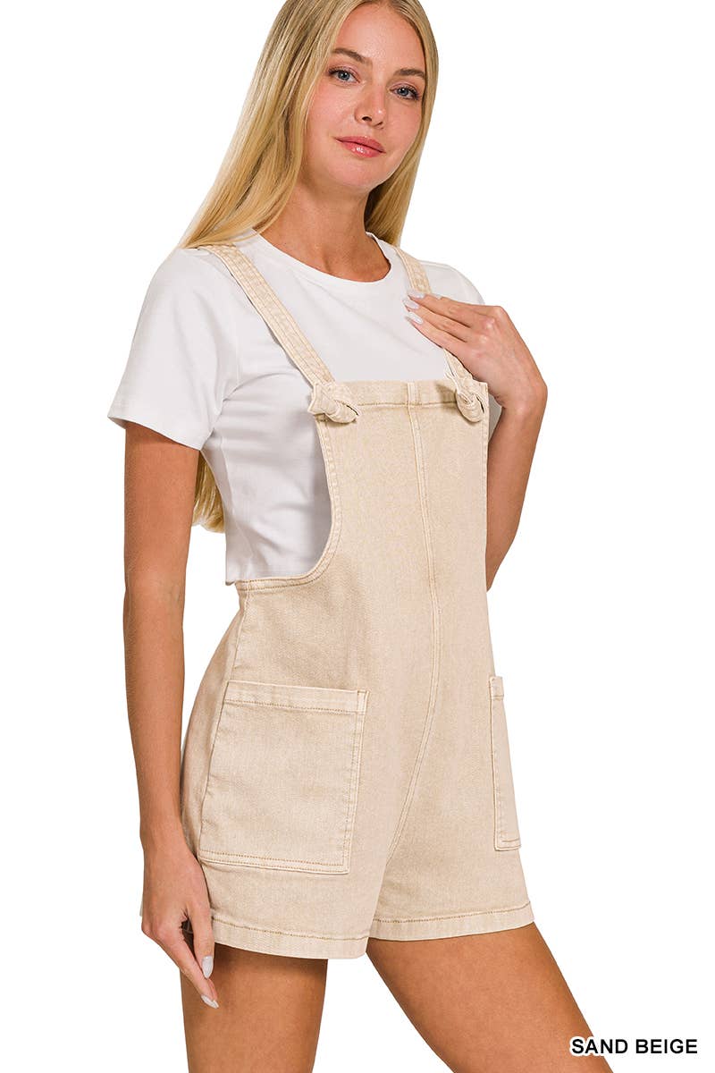 .SI-25437 Washed Knot Strap Rompers