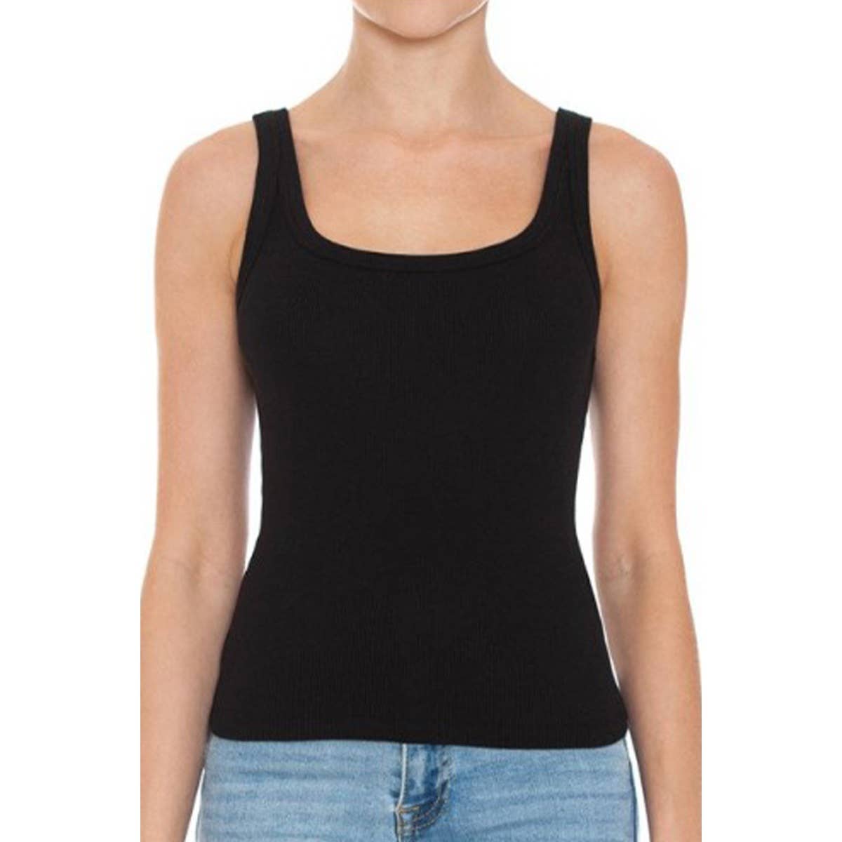 RIBBED DOUBLE SCOOP NECK TANK TOP