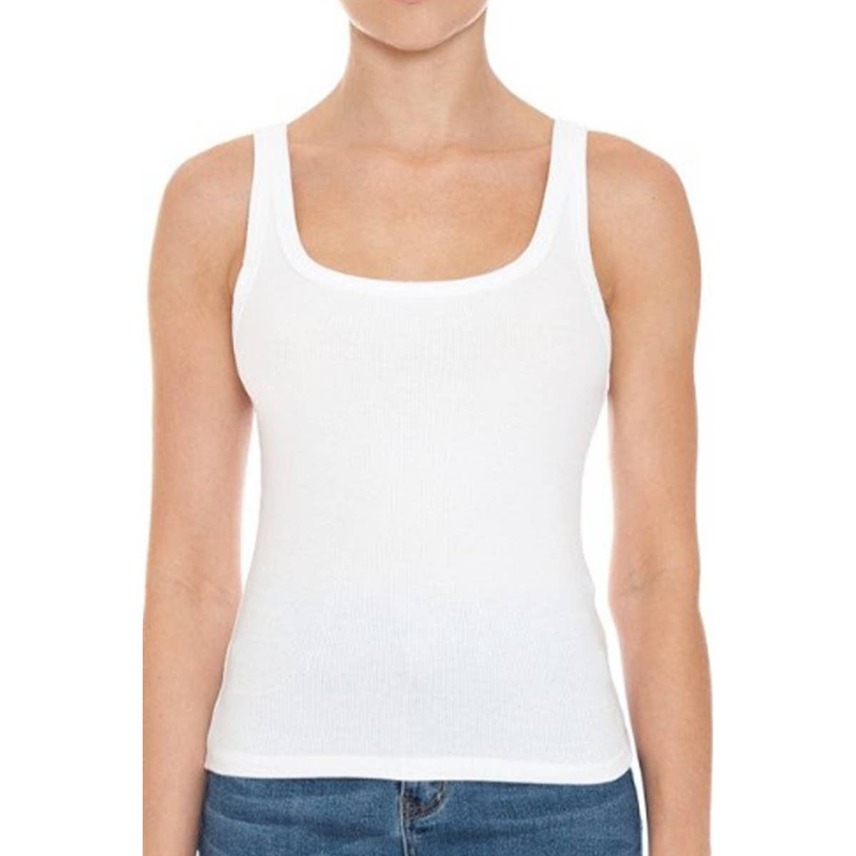 RIBBED DOUBLE SCOOP NECK TANK TOP