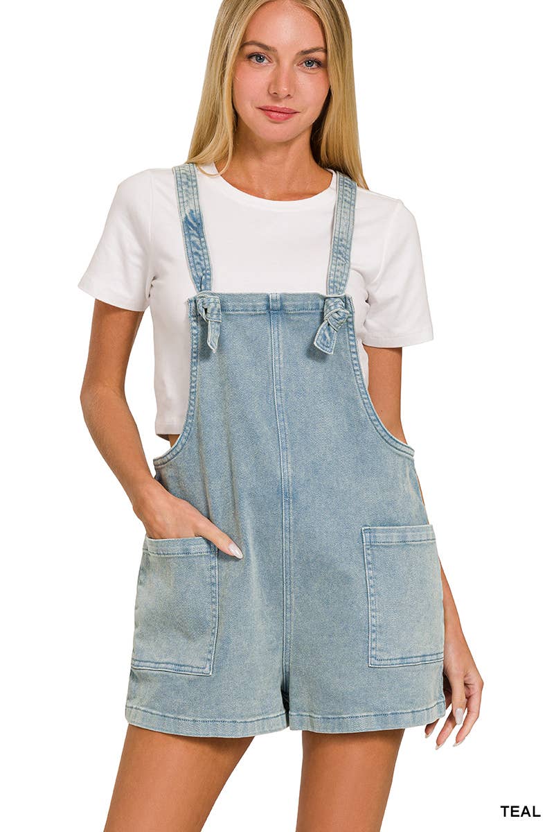 .SI-25437 Washed Knot Strap Rompers