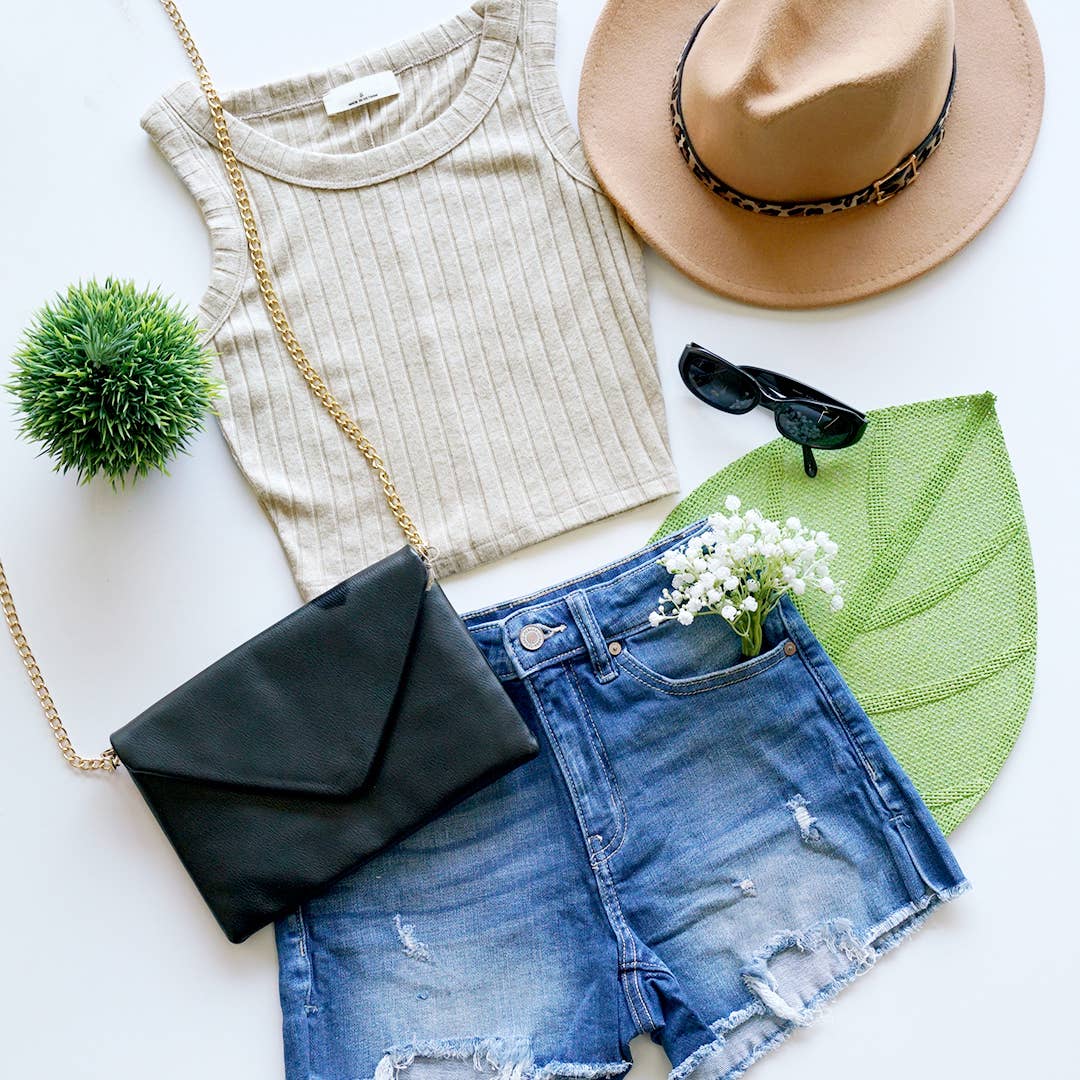 ...0623 Ribbed Sleeveless Crop Tank Top SI-25603