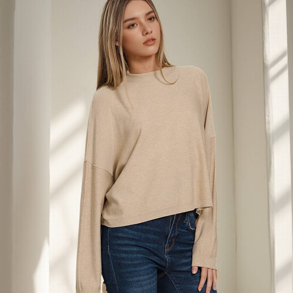 `.0807 Mock Neck Fall Crop Sweater SI-25985