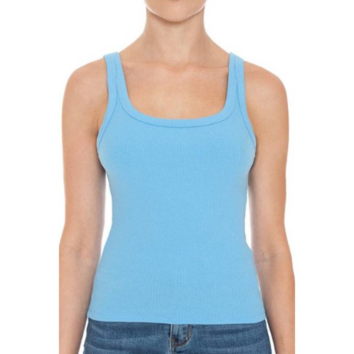 RIBBED DOUBLE SCOOP NECK TANK TOP