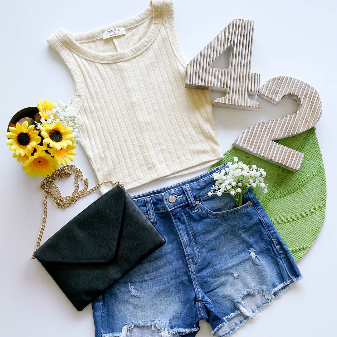 `.SI-25603 Ribbed Sleeveless Crop Tank Top