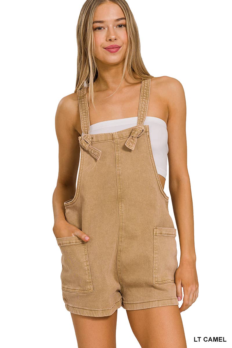 .SI-25437 Washed Knot Strap Rompers