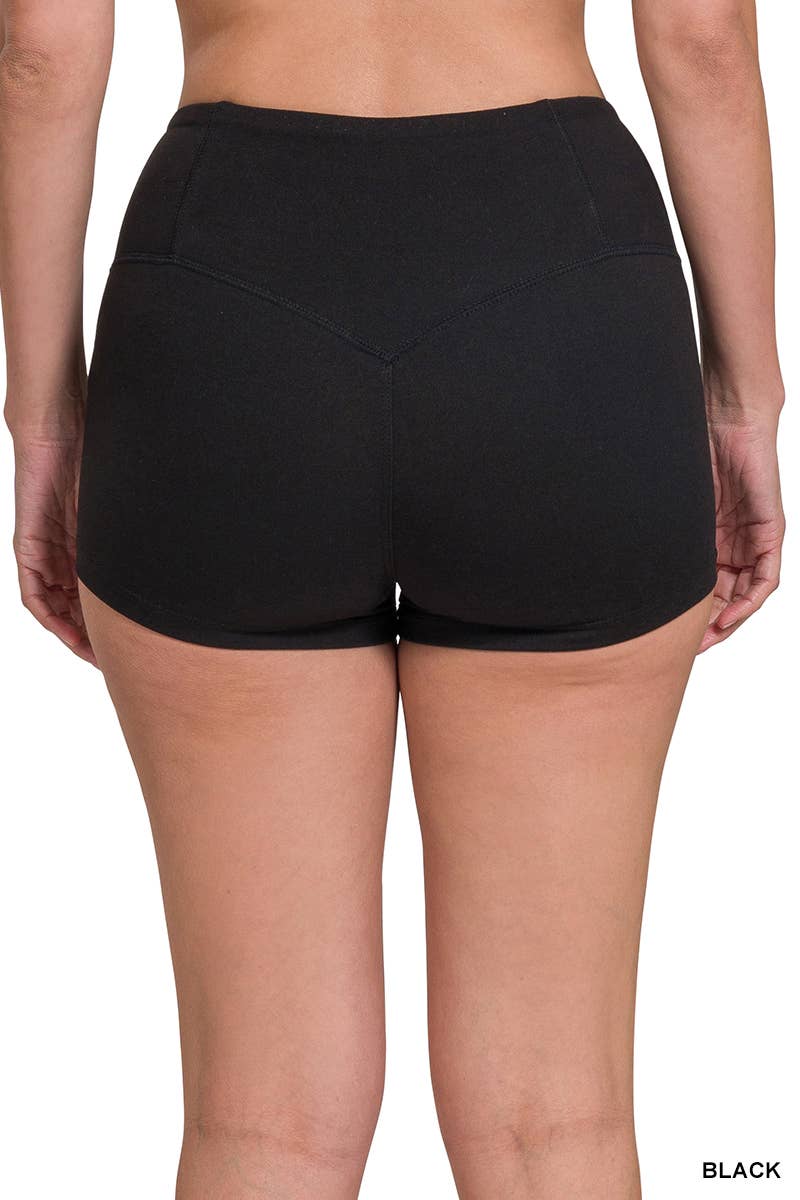 Brushed Microfiber Wide Waistband Biker Shorts