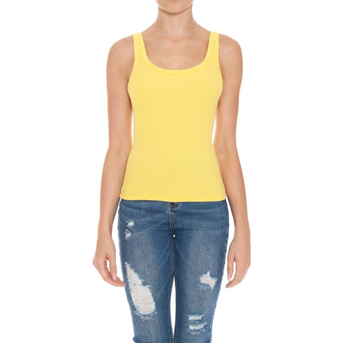 RIBBED DOUBLE SCOOP NECK TANK TOP