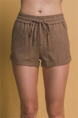 Mid Rise Linen Shorts