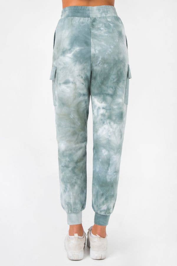A tie dye cargo jogger pant