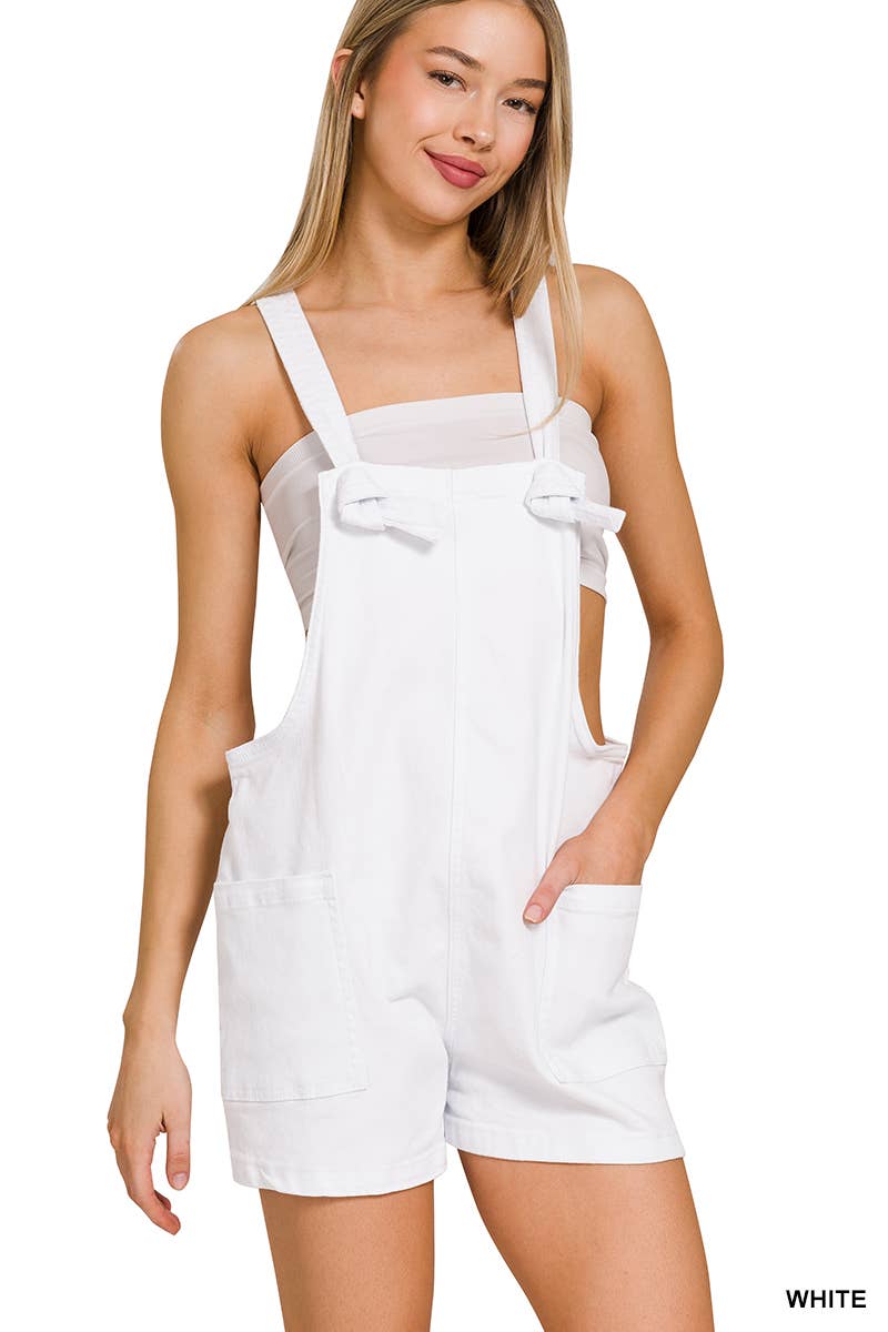 .SI-25437 Washed Knot Strap Rompers