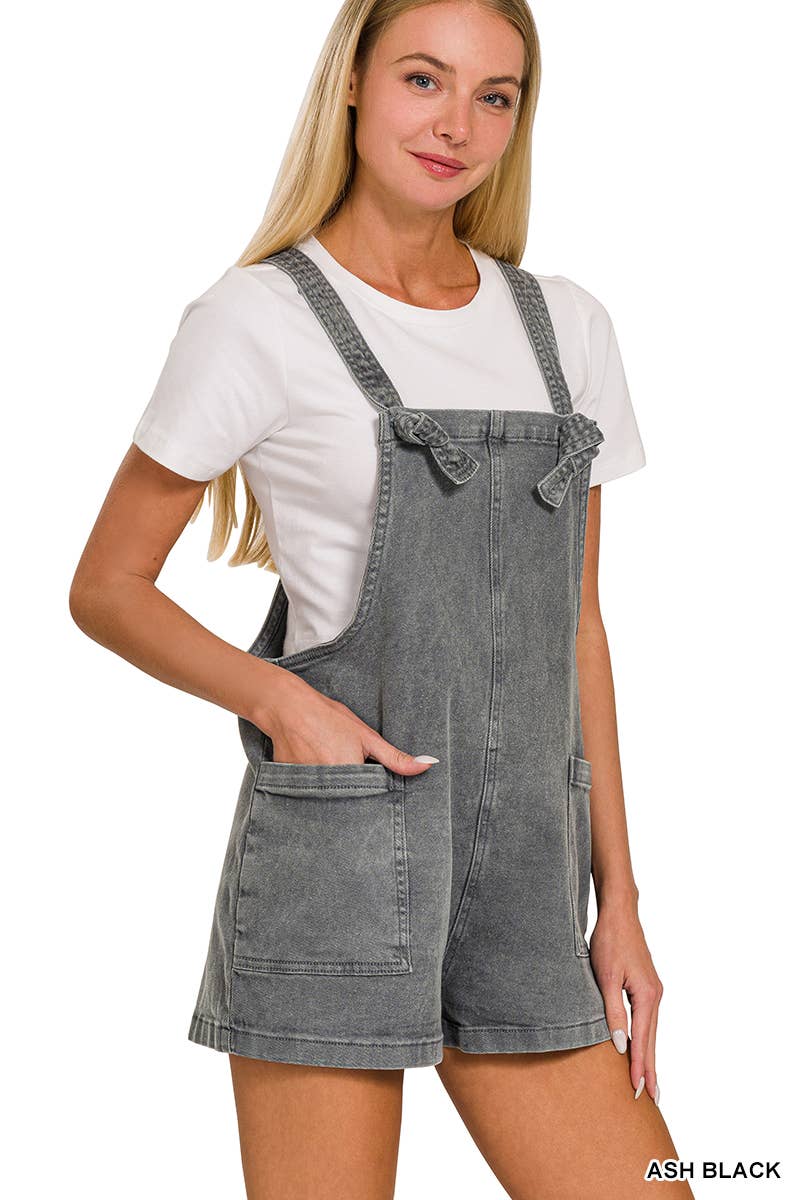 .SI-25437 Washed Knot Strap Rompers