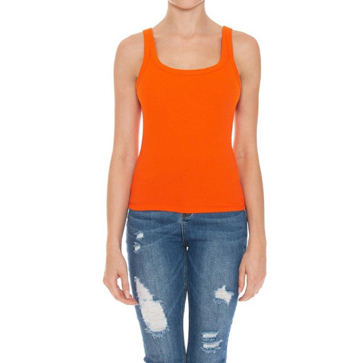RIBBED DOUBLE SCOOP NECK TANK TOP