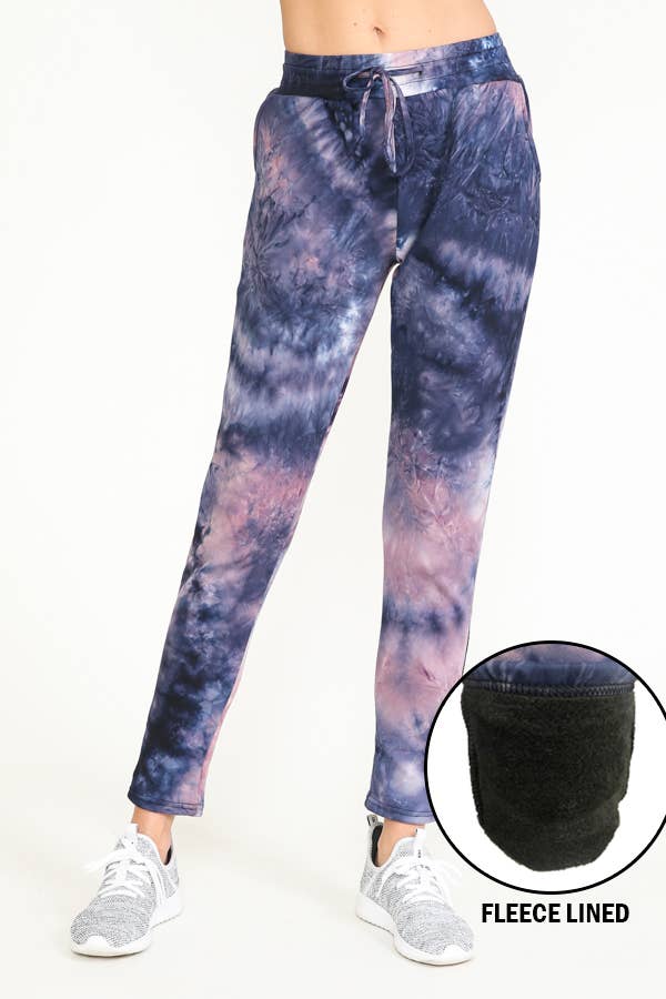 TIE DYE WARM PANTS FLEECE LINED WAISTBAND PANTS