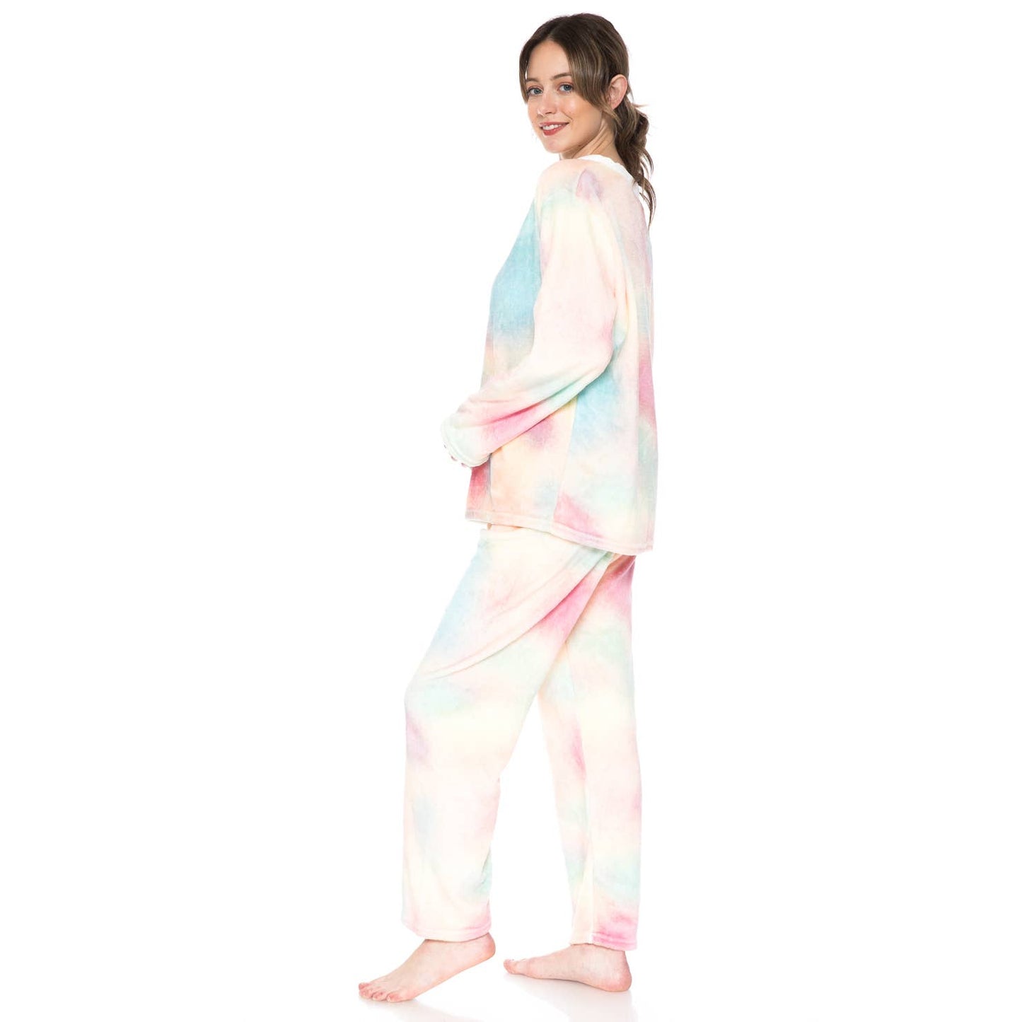 Women's Fun Prints Fleece Pajama Sets and Pants Tie Dye