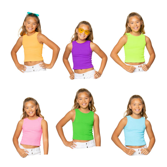 Ribbed Crop Tank Top One Size -  Bright Pastel Colors!