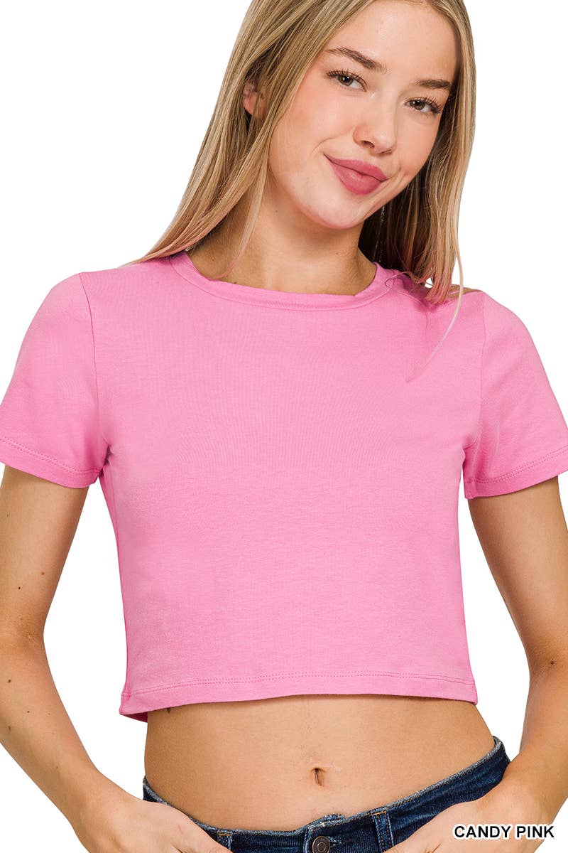 Cotton Short Sleeve Cropped Top