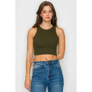 Cropped High Neck Ribbed Tank Top