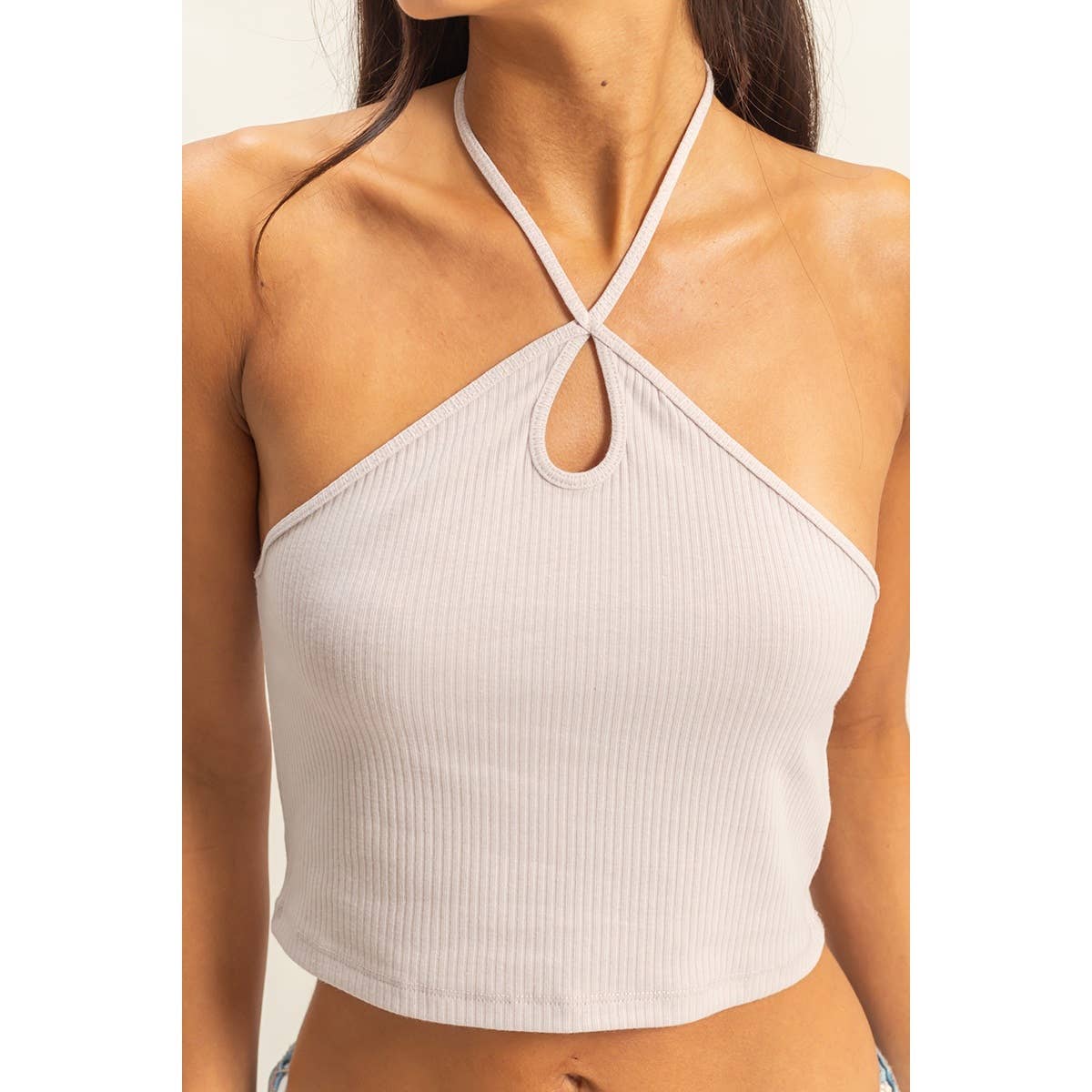 DZ22E149-Halter Cutout Crop Top